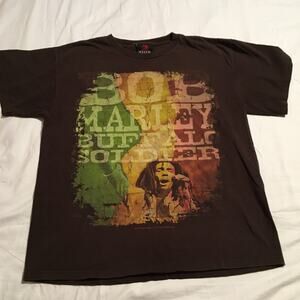 VTG  Zion Roots Wear Men’s Large Bob Marley Buffalo Soldier Image T-Shirt